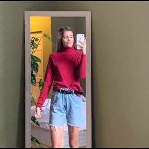 simple red mock neck